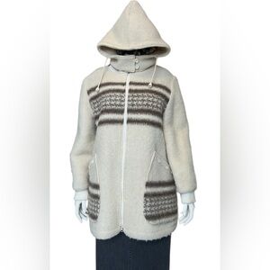Vintage Canadian Sportswear 100%  Wool Embroidered Hooded Zip Up Coat Size 18